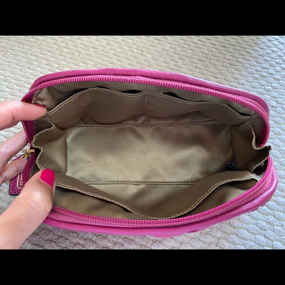 Coach Madison Chevron Nylon Cosmetic Case - Picture 7 of 8